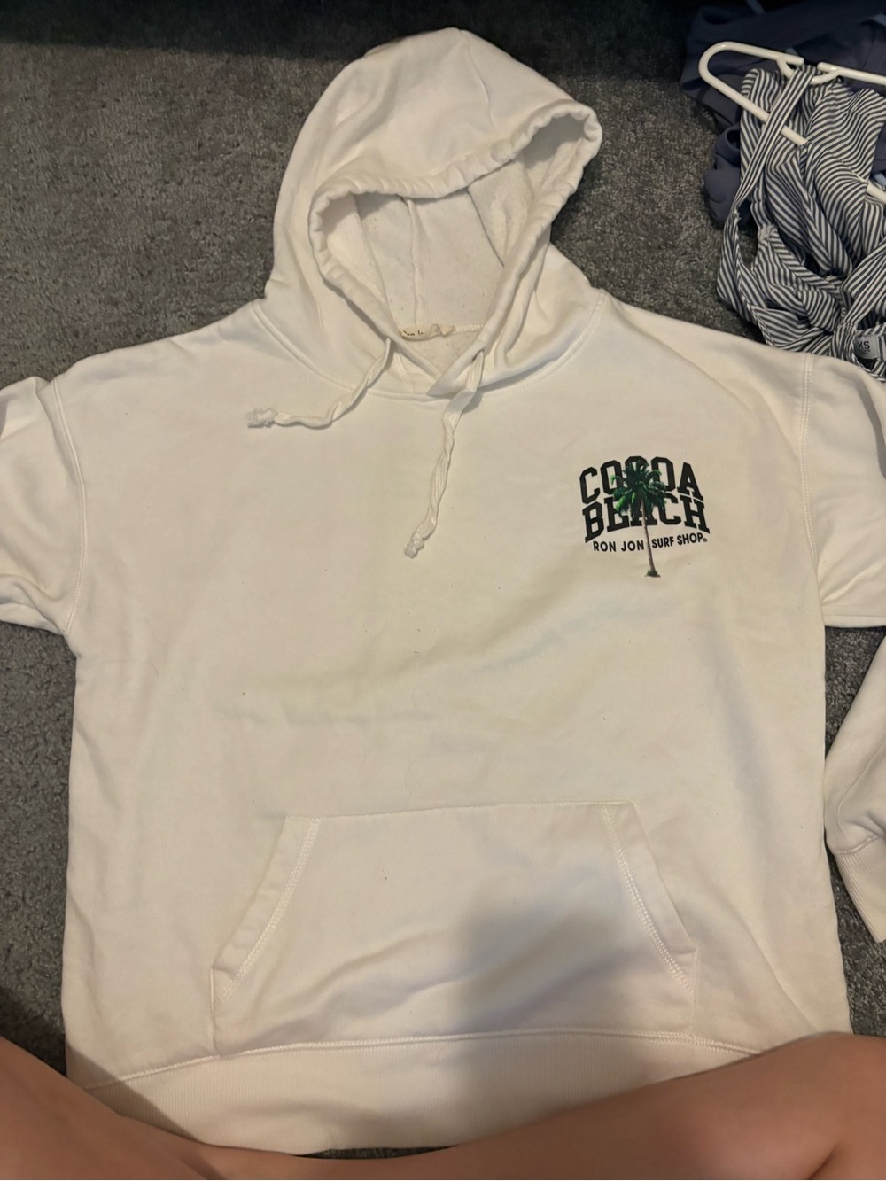 Ron Jon Cocoa Beach White Pullover Hoodie with Palm Logo